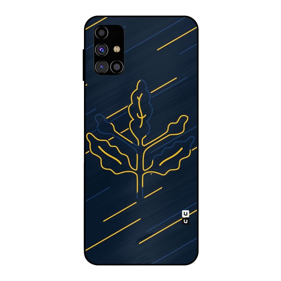 Yellow Leaf Line Metal Back Case for Galaxy M31s