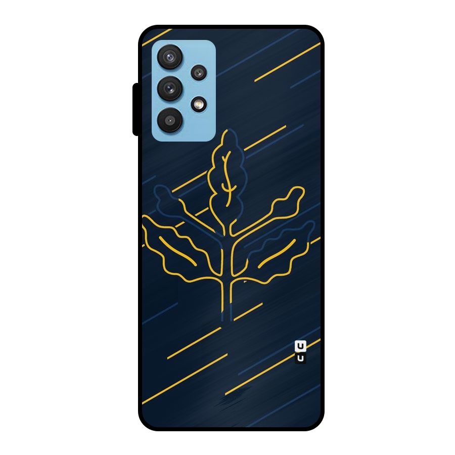 Yellow Leaf Line Metal Back Case for Galaxy M32 5G