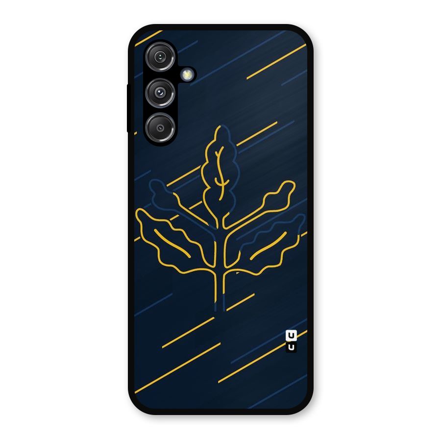 Yellow Leaf Line Metal Back Case for Galaxy M34 5G