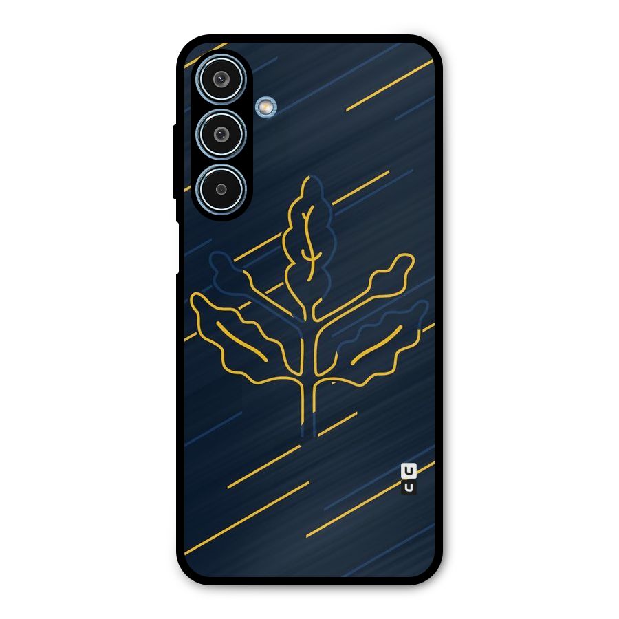 Yellow Leaf Line Metal Back Case for Galaxy M35