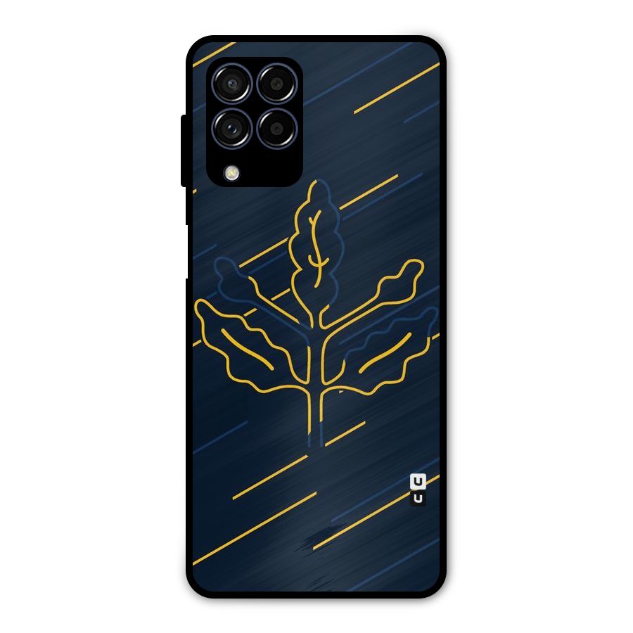 Yellow Leaf Line Metal Back Case for Galaxy M53 5G