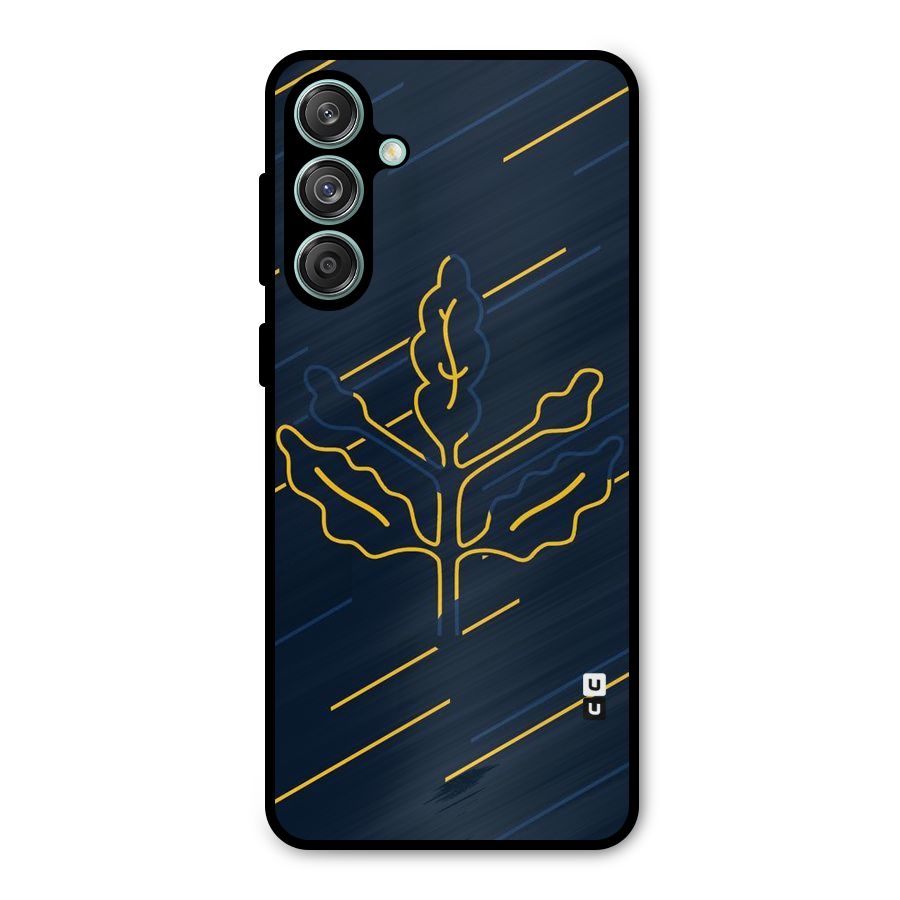 Yellow Leaf Line Metal Back Case for Galaxy M55 5G