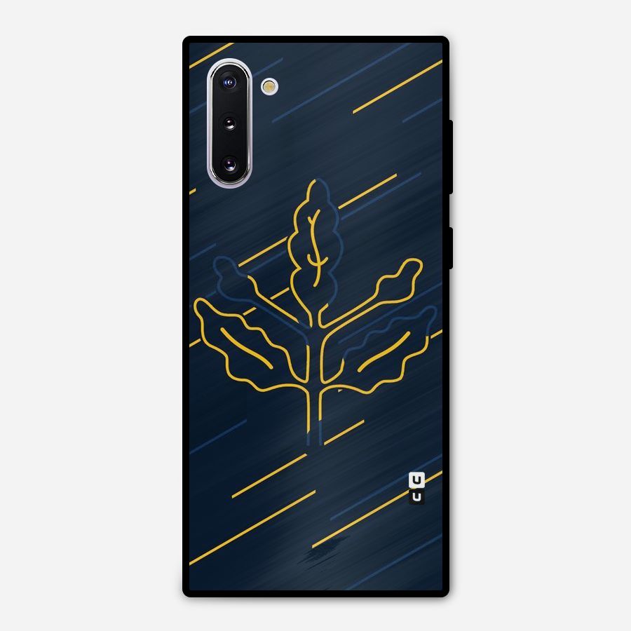 Yellow Leaf Line Metal Back Case for Galaxy Note 10