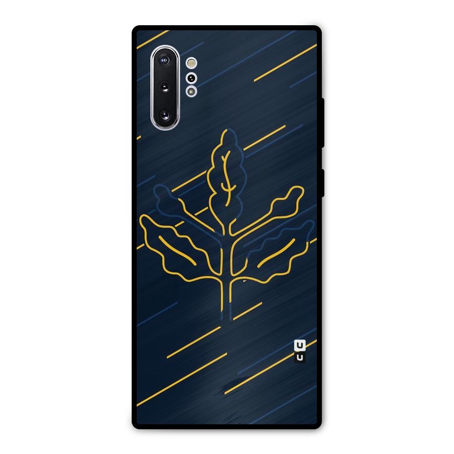 Yellow Leaf Line Metal Back Case for Galaxy Note 10 Plus