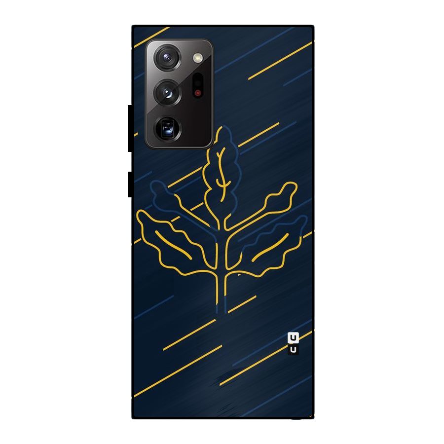 Yellow Leaf Line Metal Back Case for Galaxy Note 20 Ultra