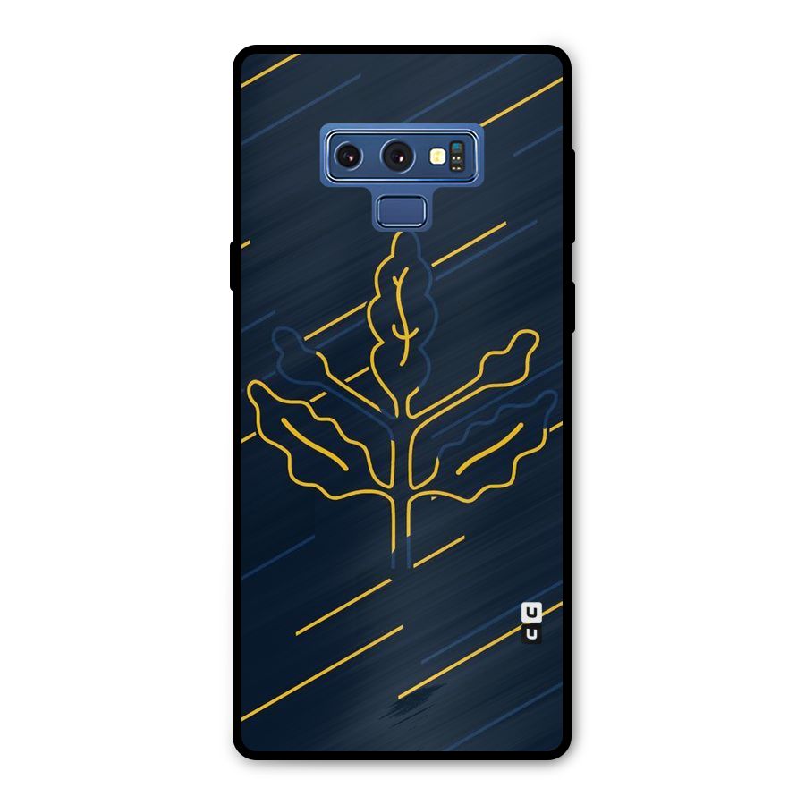 Yellow Leaf Line Metal Back Case for Galaxy Note 9