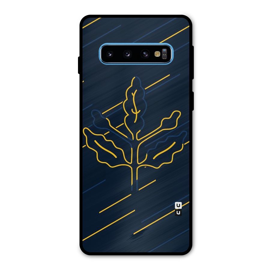 Yellow Leaf Line Metal Back Case for Galaxy S10
