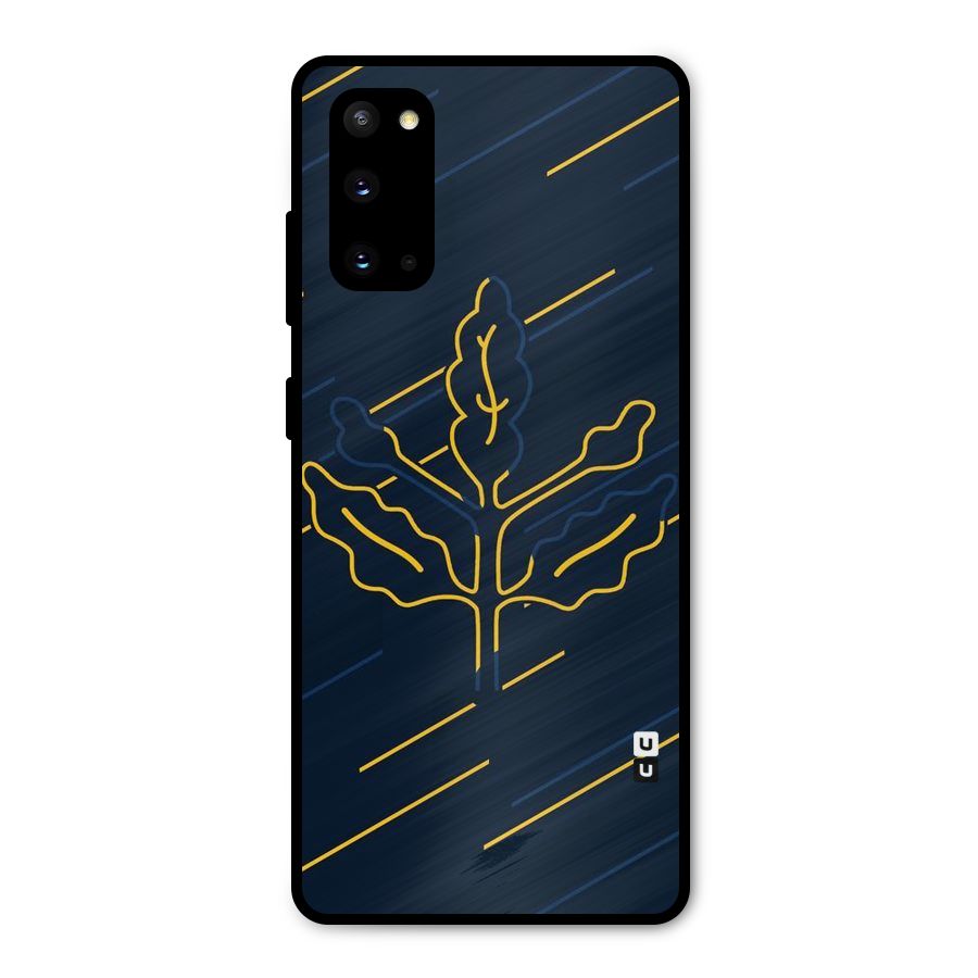 Yellow Leaf Line Metal Back Case for Galaxy S20