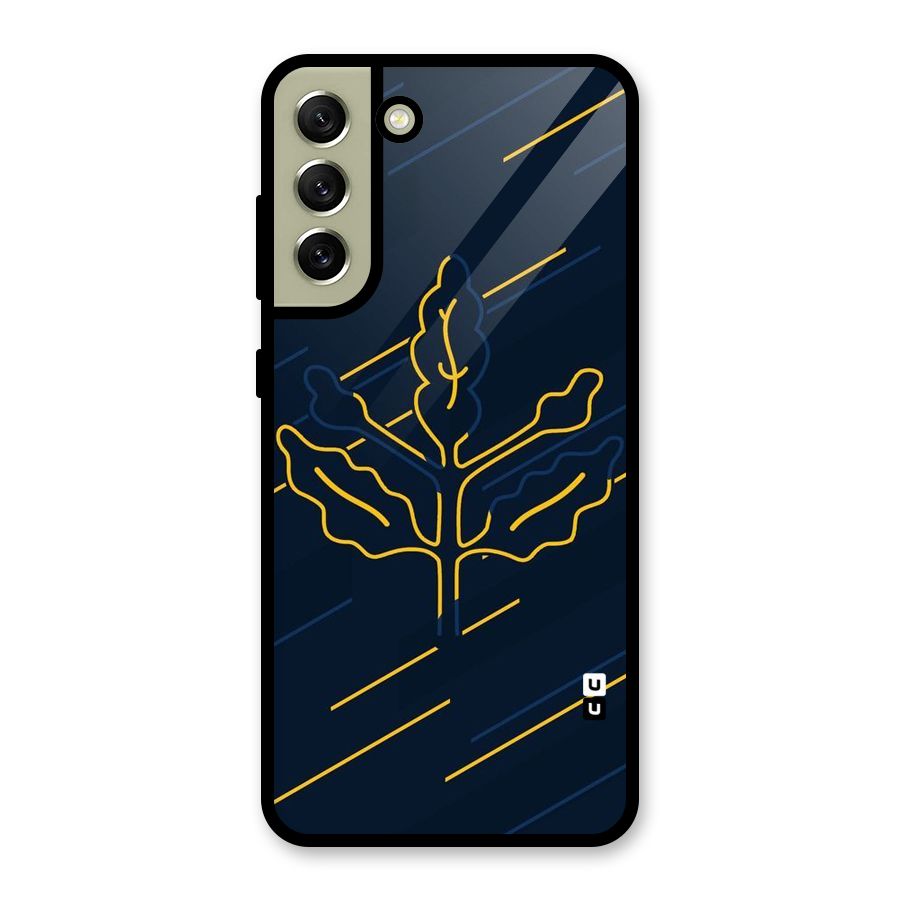 Yellow Leaf Line Metal Back Case for Galaxy S21 FE 5G (2023)