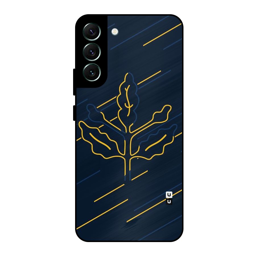 Yellow Leaf Line Metal Back Case for Galaxy S22 Plus 5G