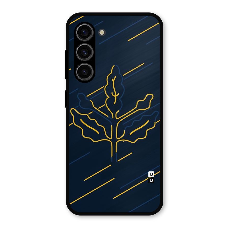 Yellow Leaf Line Metal Back Case for Galaxy S23