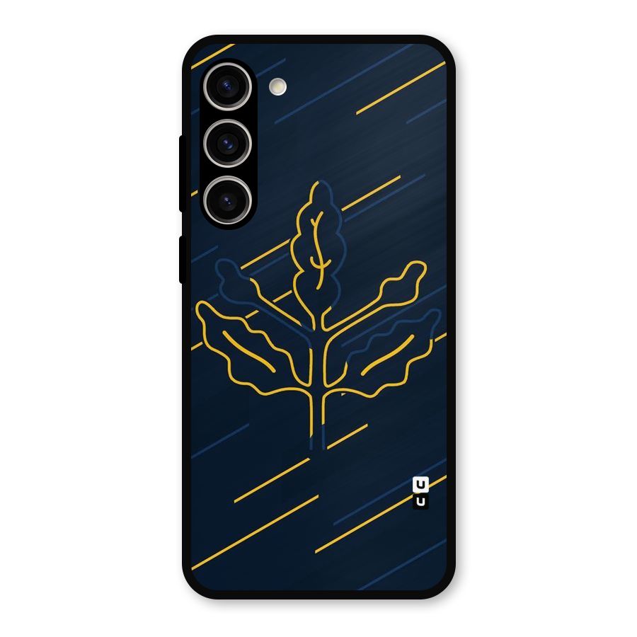 Yellow Leaf Line Metal Back Case for Galaxy S23 Plus