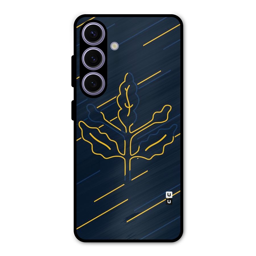 Yellow Leaf Line Metal Back Case for Galaxy S24