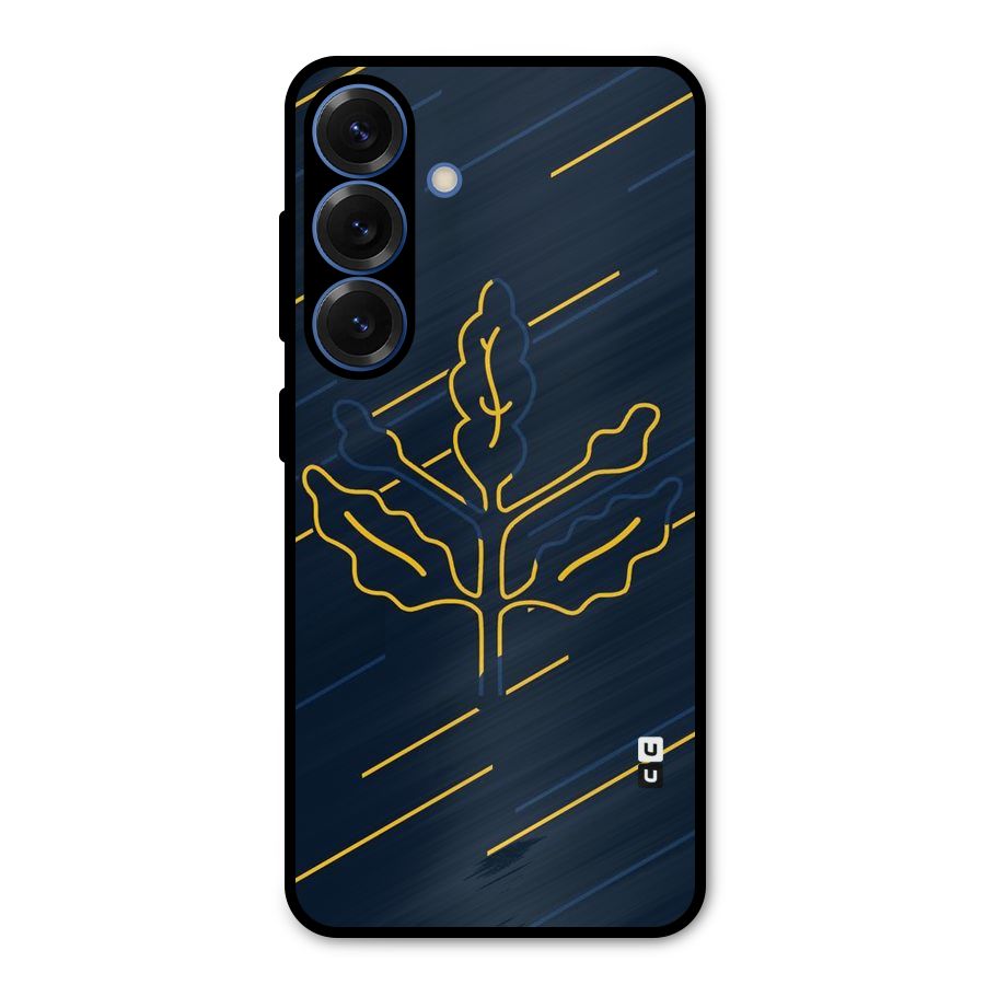 Yellow Leaf Line Metal Back Case for Galaxy S25