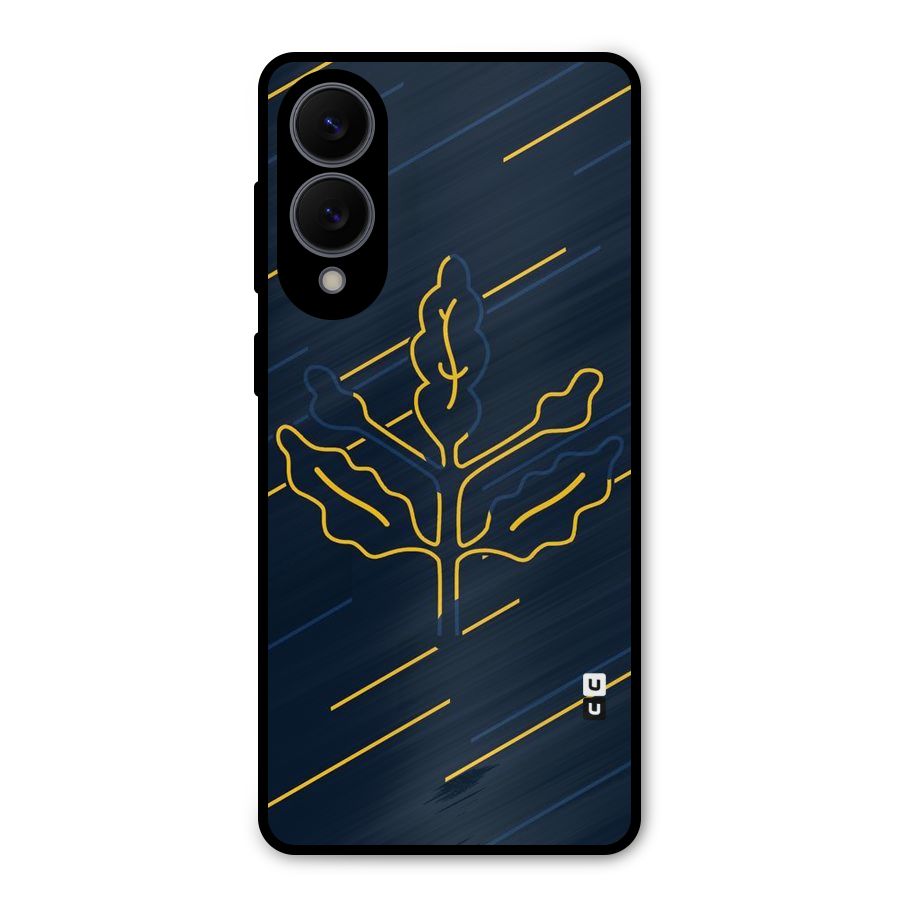 Yellow Leaf Line Metal Back Case for Galaxy S25 Edge