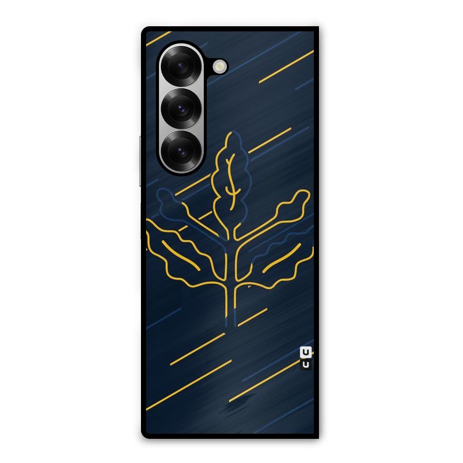 Yellow Leaf Line Metal Back Case for Galaxy Z Fold6