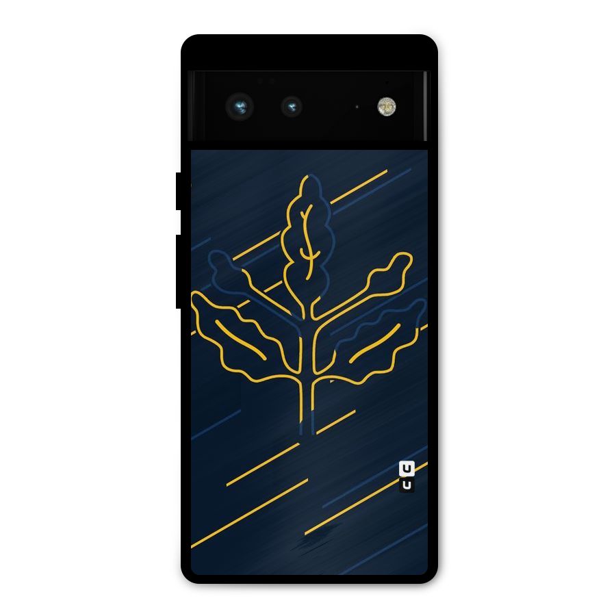 Yellow Leaf Line Metal Back Case for Google Pixel 6
