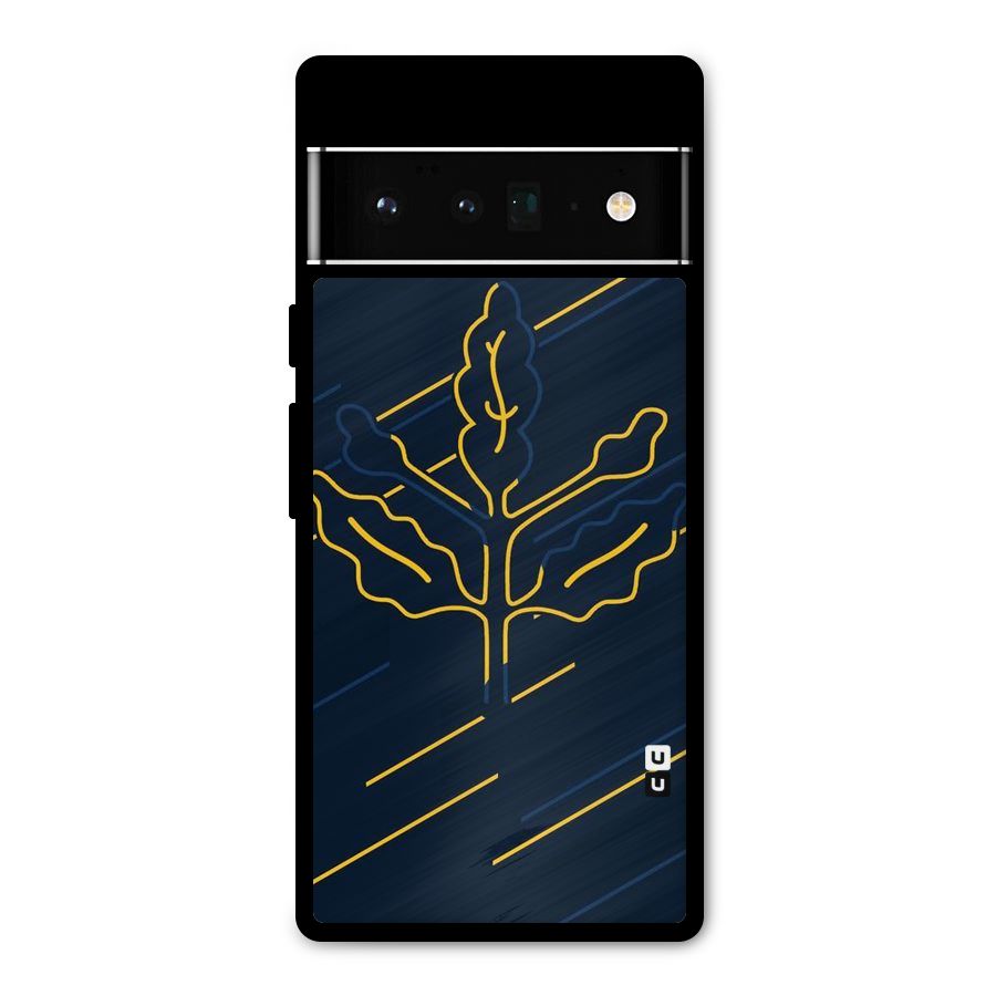 Yellow Leaf Line Metal Back Case for Google Pixel 6 Pro