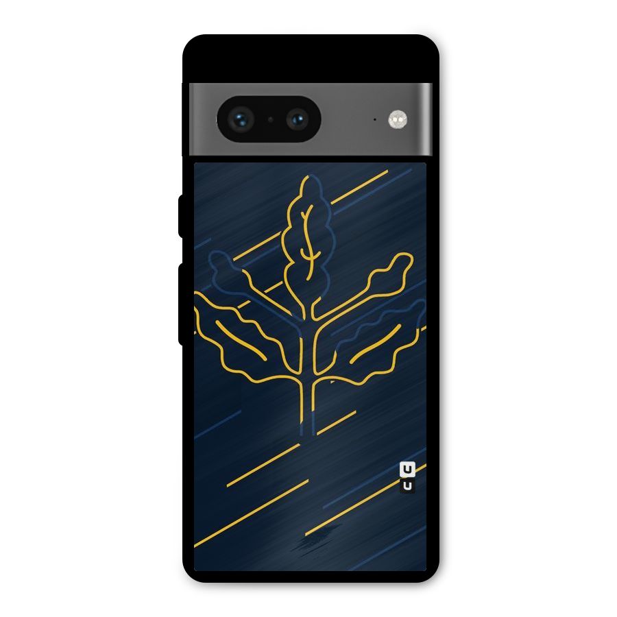 Yellow Leaf Line Metal Back Case for Google Pixel 7