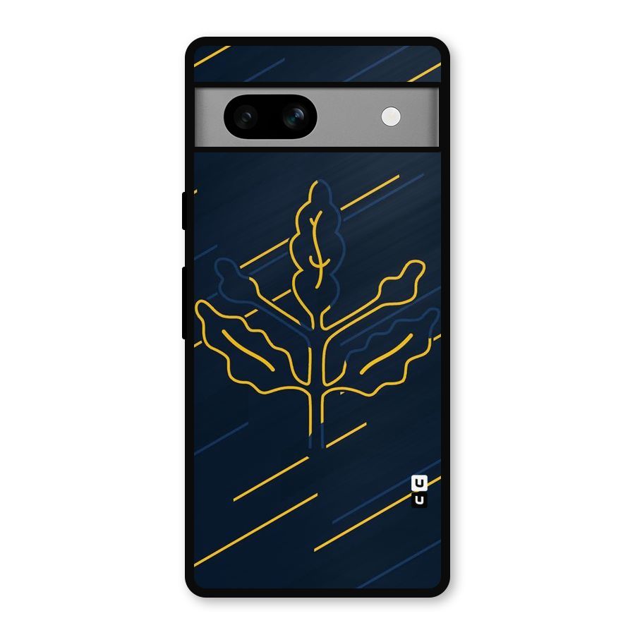 Yellow Leaf Line Metal Back Case for Google Pixel 7a