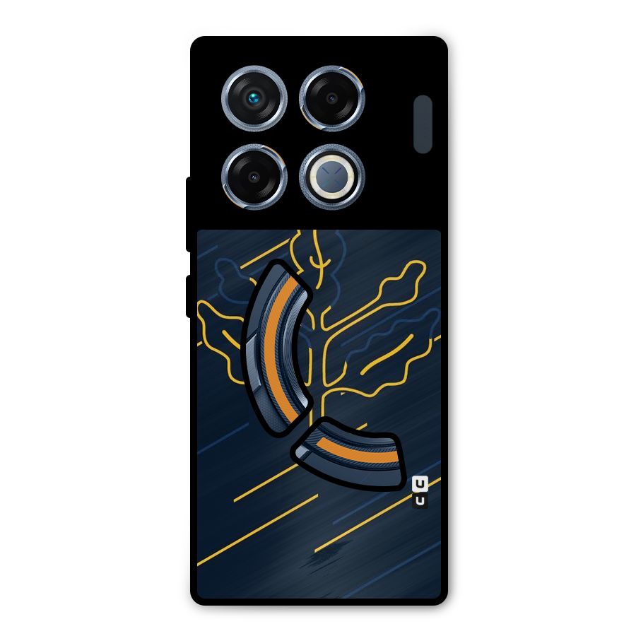 Yellow Leaf Line Metal Back Case for Infinix GT 20 Pro