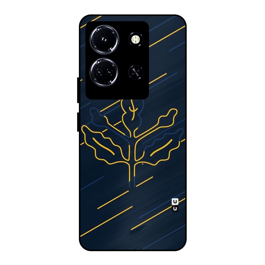 Yellow Leaf Line Metal Back Case for Infinix Note 30 5G