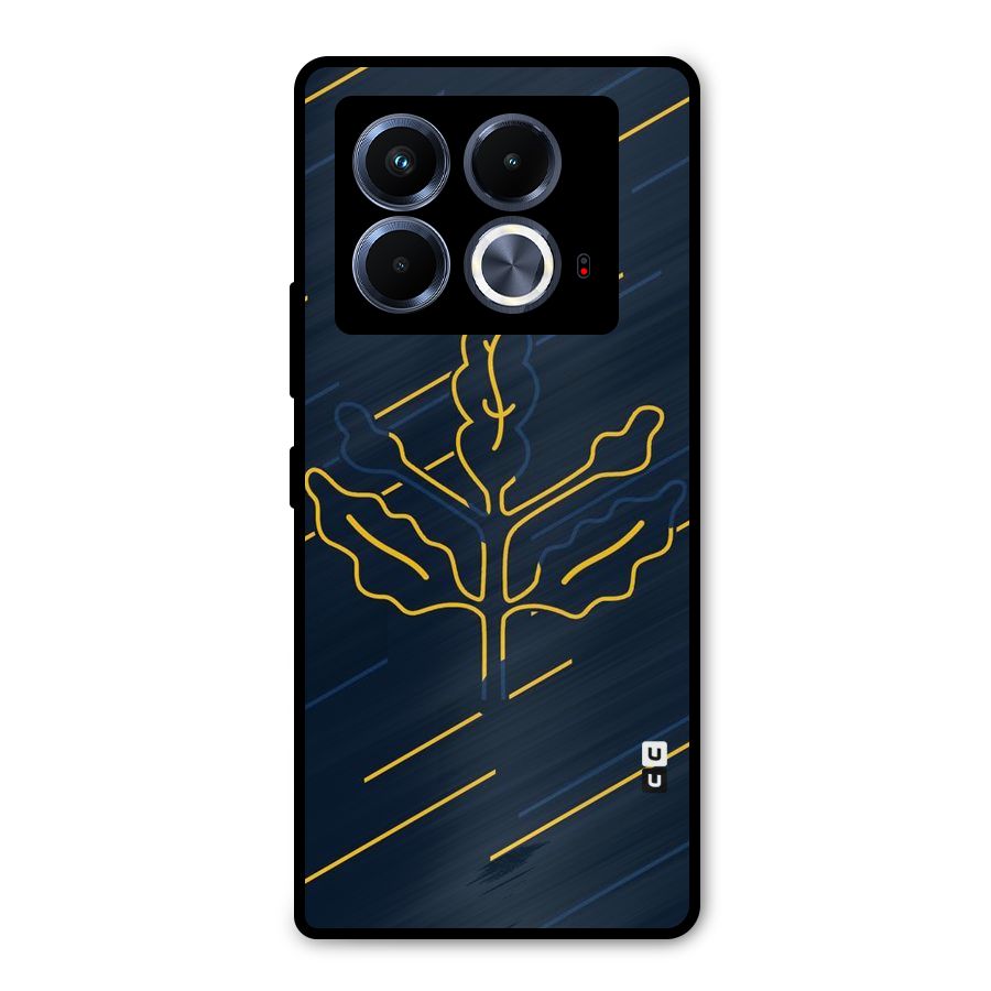 Yellow Leaf Line Metal Back Case for Infinix Note 40 5G
