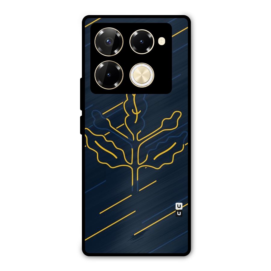 Yellow Leaf Line Metal Back Case for Infinix Note 40 Pro