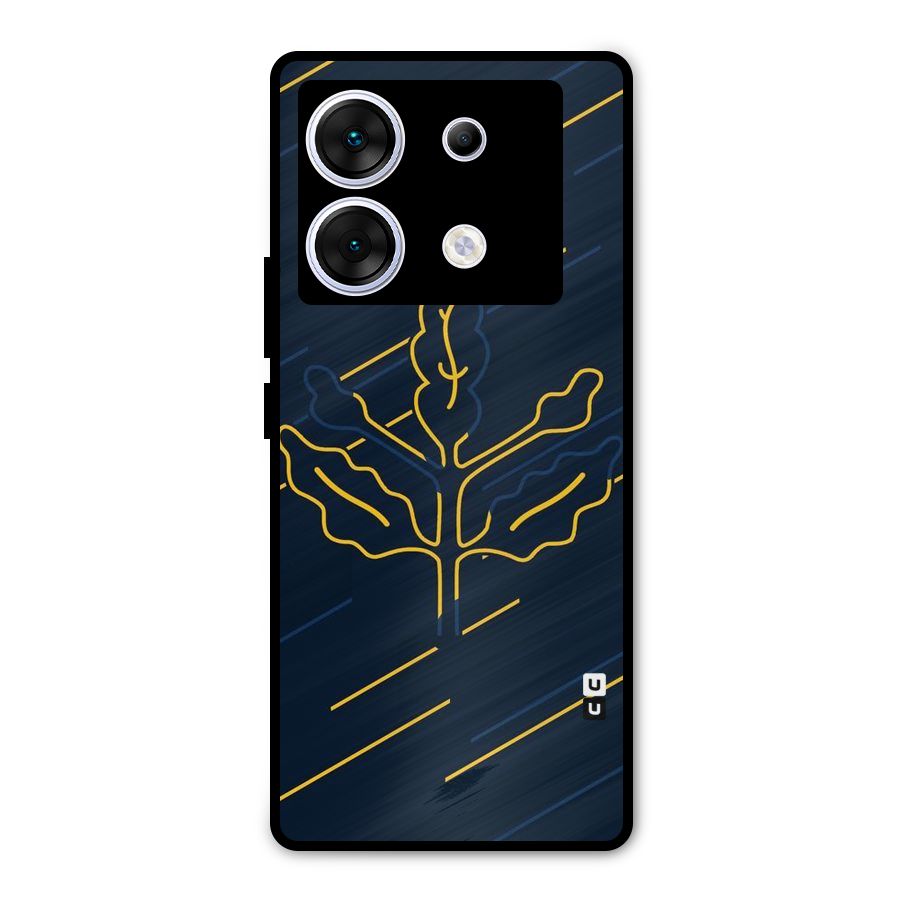 Yellow Leaf Line Metal Back Case for Infinix Zero 30 5G