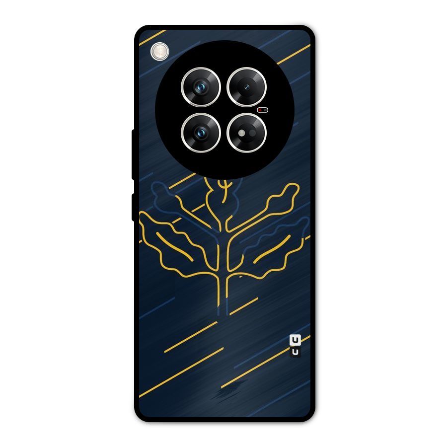 Yellow Leaf Line Metal Back Case for Infinix Zero 40 5G