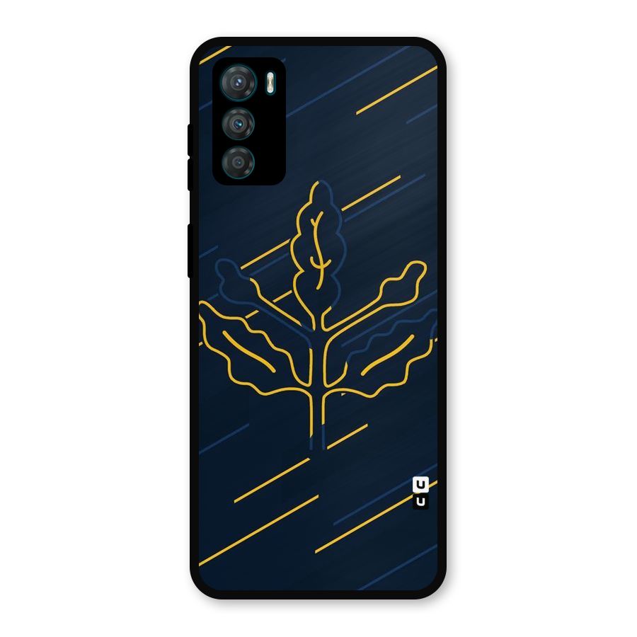 Yellow Leaf Line Metal Back Case for Moto G42