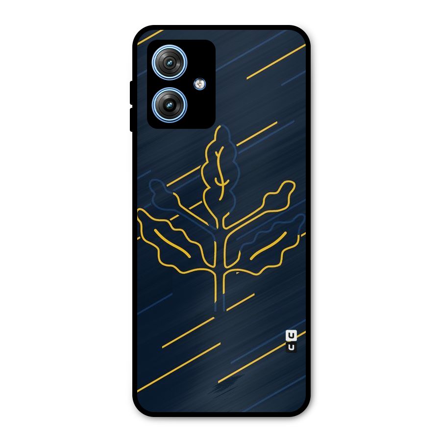 Yellow Leaf Line Metal Back Case for Moto G54