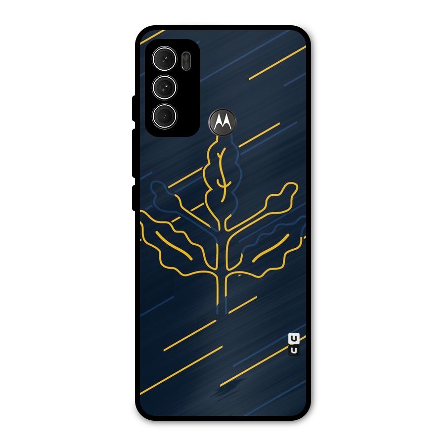 Yellow Leaf Line Metal Back Case for Moto G60