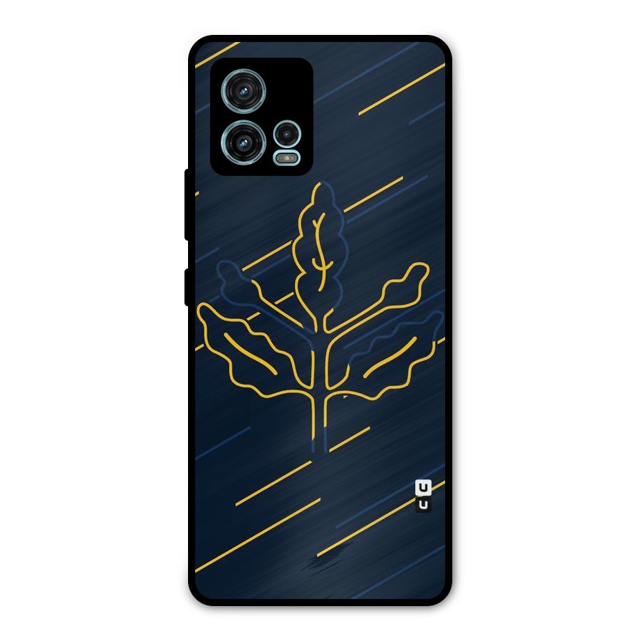 Yellow Leaf Line Metal Back Case for Moto G72