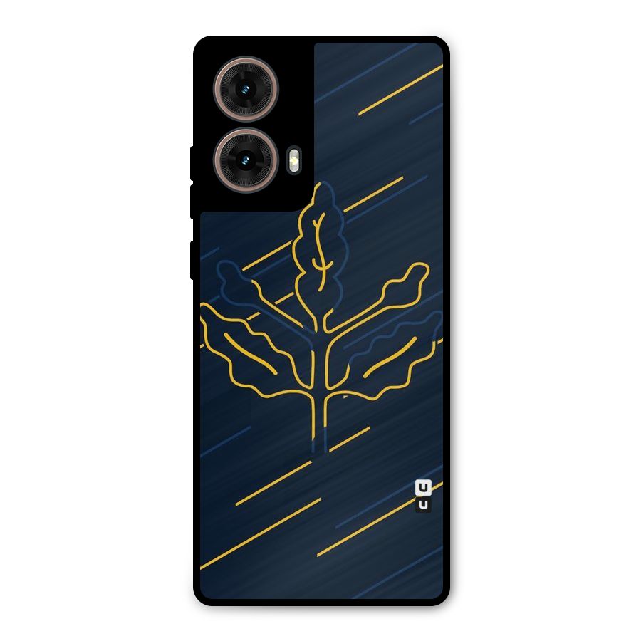 Yellow Leaf Line Metal Back Case for Moto G85