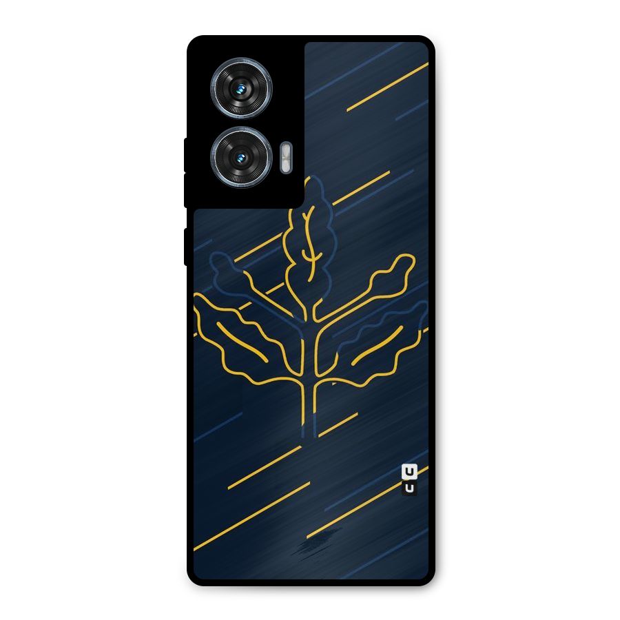 Yellow Leaf Line Metal Back Case for Motorola Edge 50 Fusion