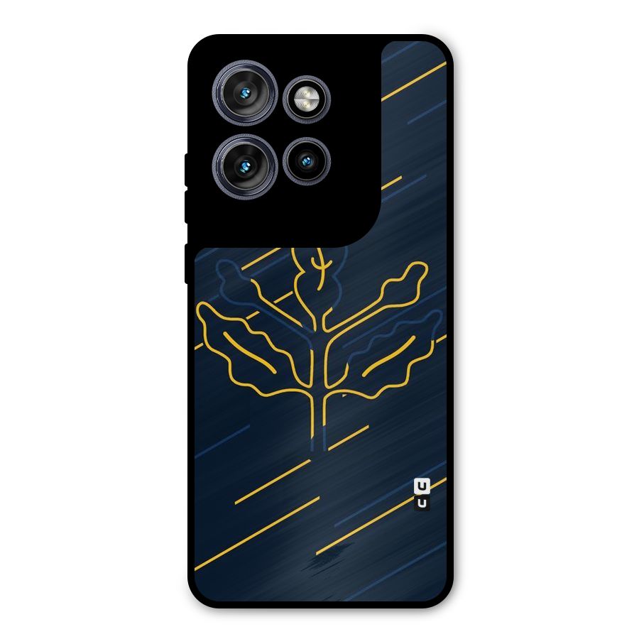 Yellow Leaf Line Metal Back Case for Motorola Edge 50 Neo