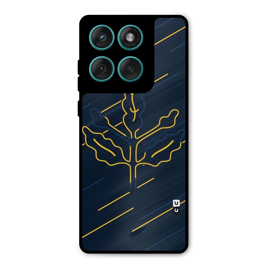 Yellow Leaf Line Metal Back Case for Motorola Edge 60