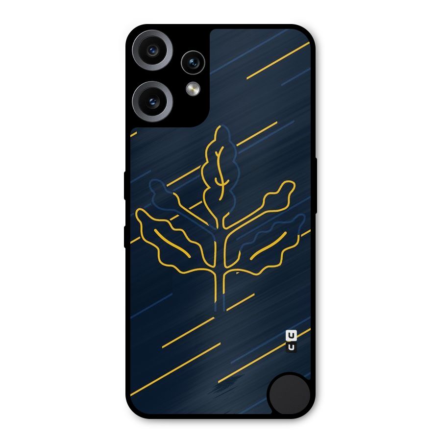 Yellow Leaf Line Metal Back Case for Nothing CMF Phone 2 Pro