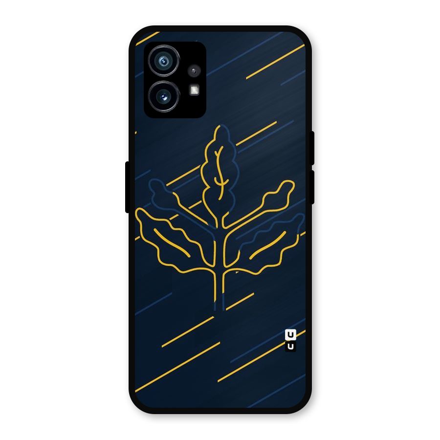 Yellow Leaf Line Metal Back Case for Nothing Phone 1