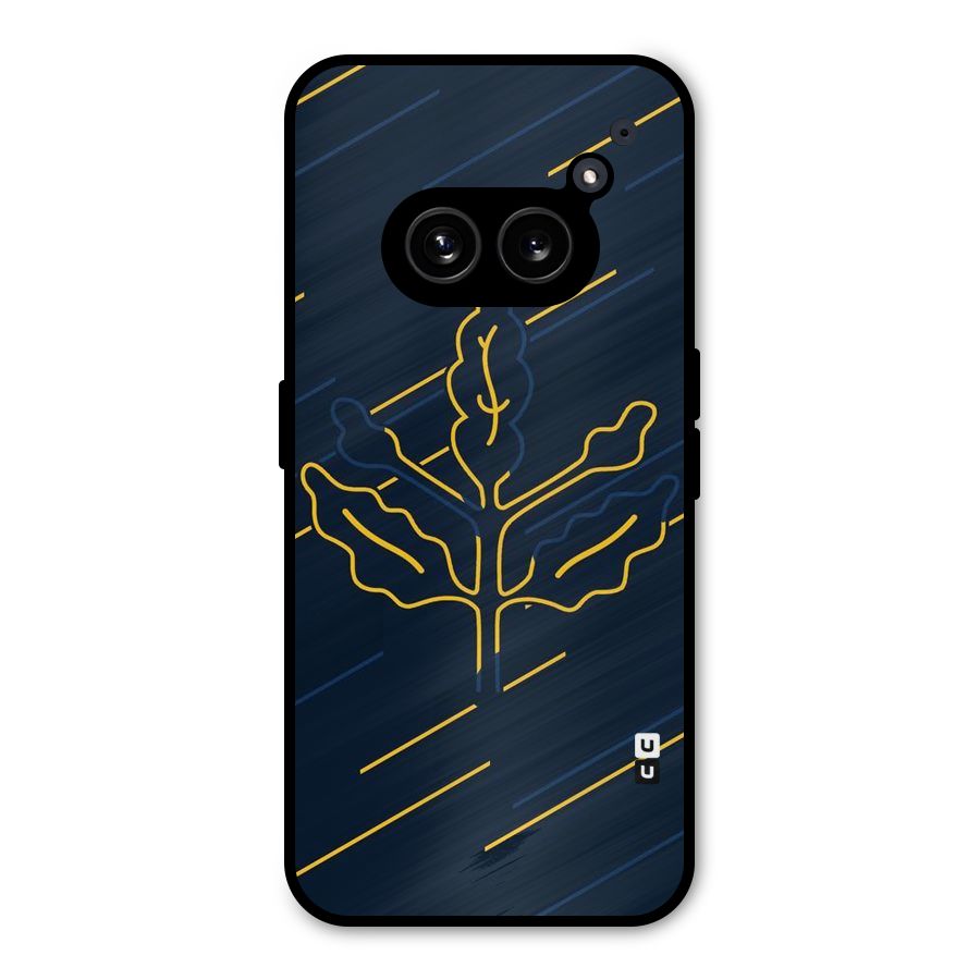 Yellow Leaf Line Metal Back Case for Nothing Phone 2a Plus
