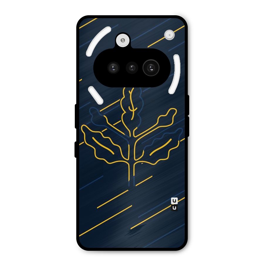 Yellow Leaf Line Metal Back Case for Nothing Phone 3a
