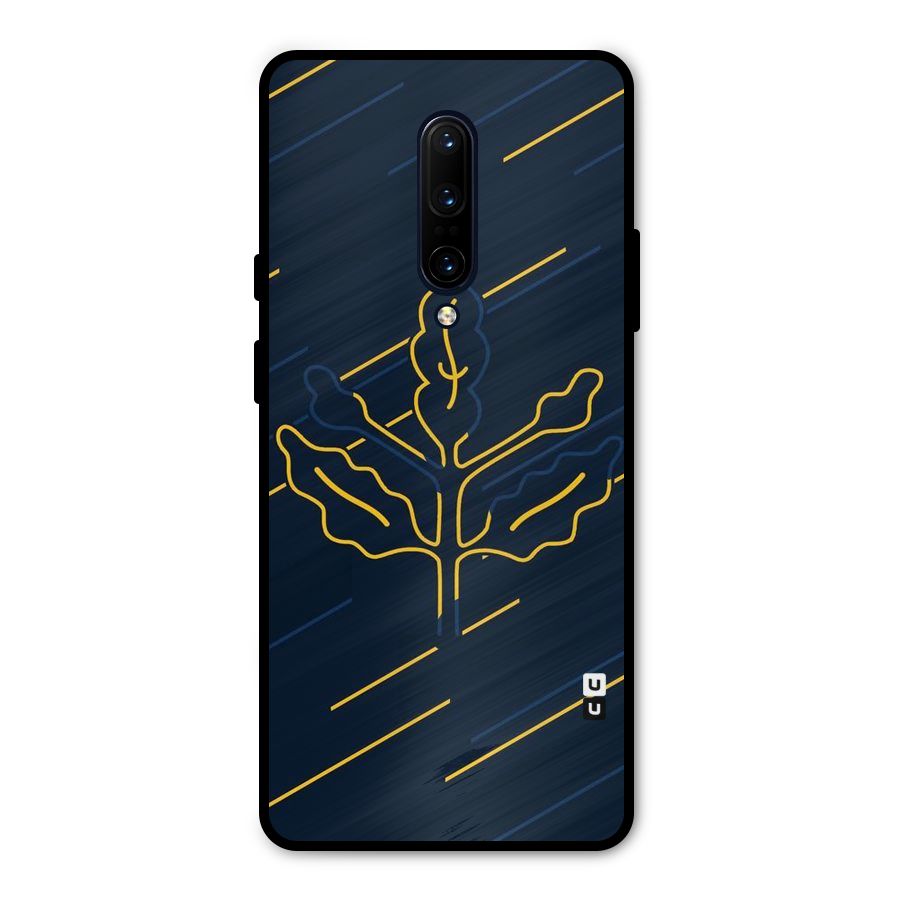 Yellow Leaf Line Metal Back Case for OnePlus 7 Pro