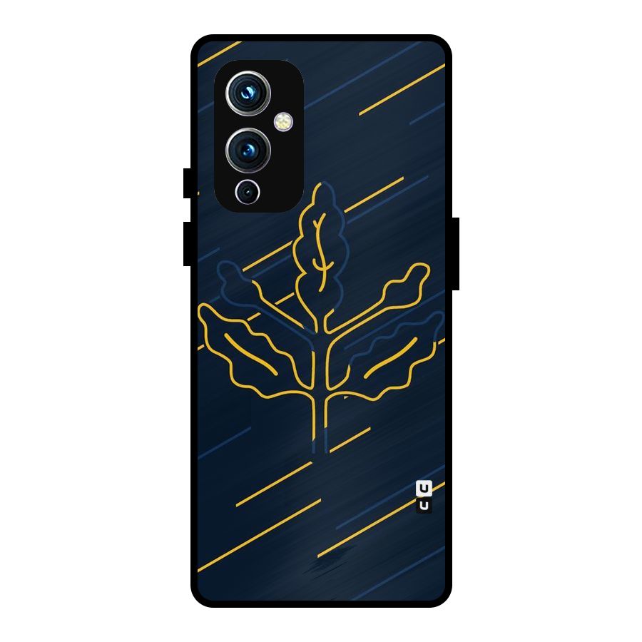 Yellow Leaf Line Metal Back Case for OnePlus 9