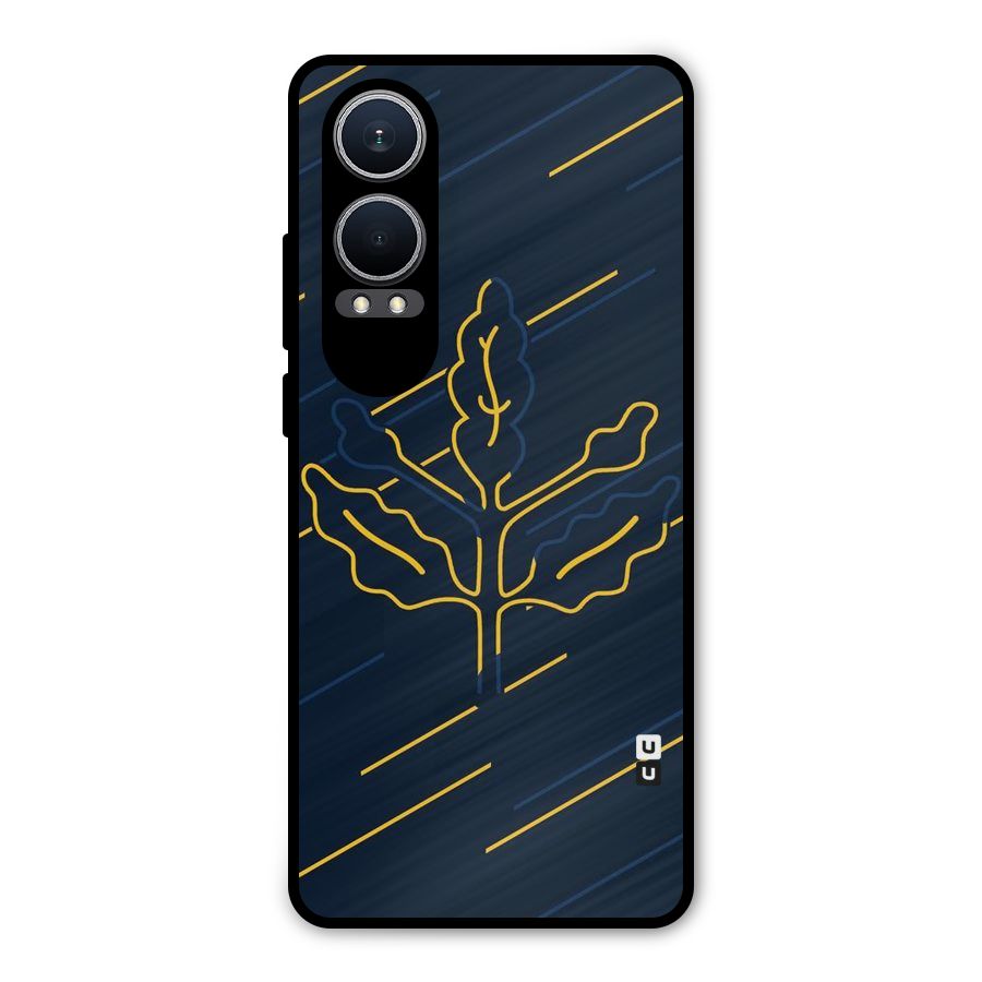 Yellow Leaf Line Metal Back Case for OnePlus Nord CE4 Lite