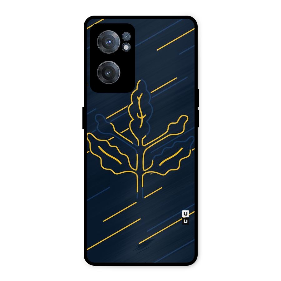 Yellow Leaf Line Metal Back Case for OnePlus Nord CE 2 5G