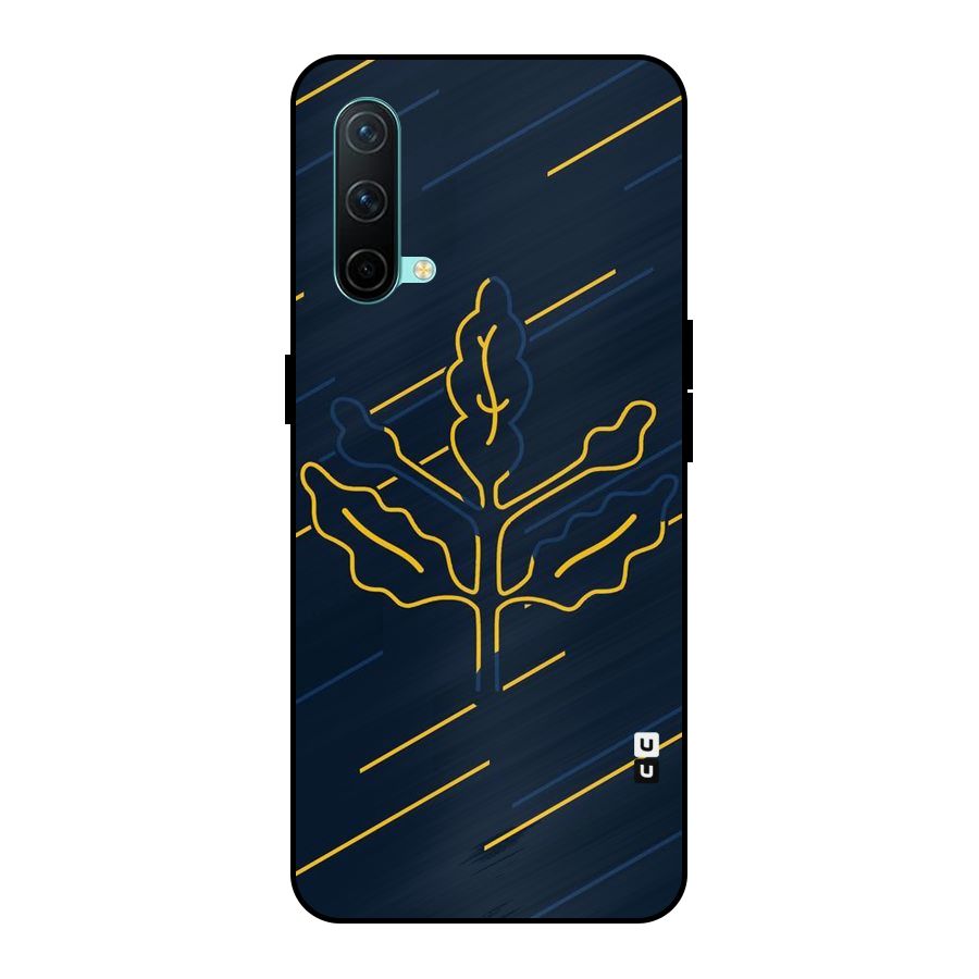Yellow Leaf Line Metal Back Case for OnePlus Nord CE 5G
