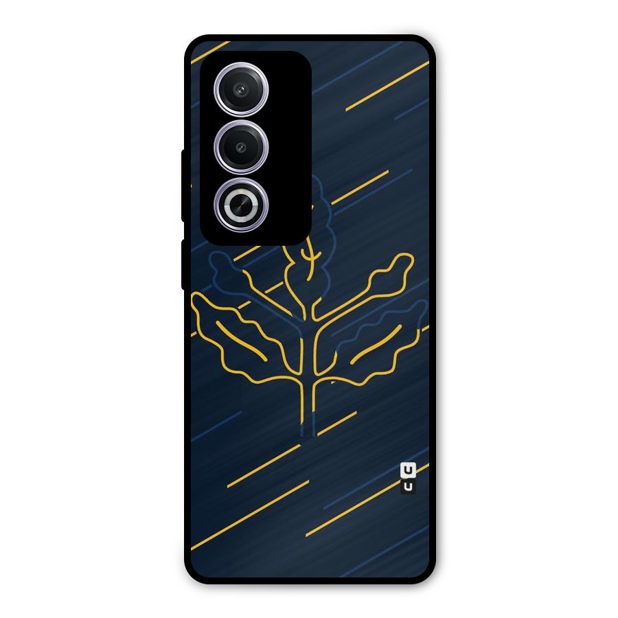 Yellow Leaf Line Metal Back Case for Oppo A3 Pro
