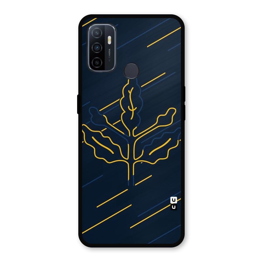 Yellow Leaf Line Metal Back Case for Oppo A53