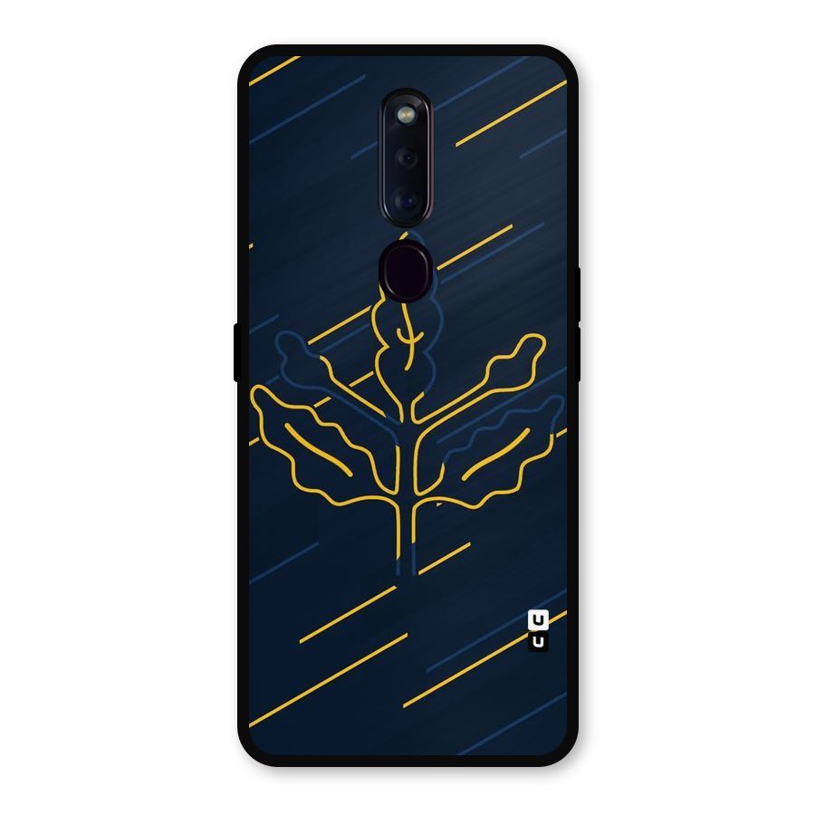 Yellow Leaf Line Metal Back Case for Oppo F11 Pro